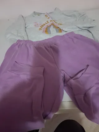 Pigiama bambina 7 anni grigio e lilla