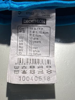 Guantes Ciclismo Btwin Azul Talla 10 Años