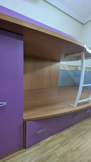 Litera juvenil con armario y cajoneras