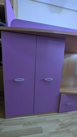 Litera juvenil con armario y cajoneras