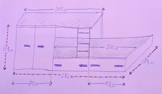 Litera juvenil con armario y cajoneras