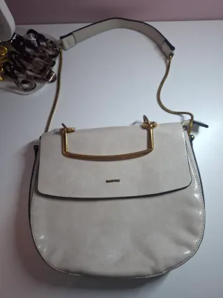 Bolso de hombro Parfois beige y dorado