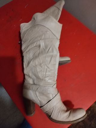 Stivali vintage donna pelle beige