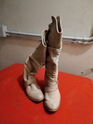 Stivali vintage donna pelle beige