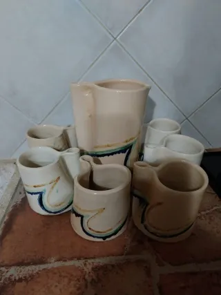 Juego Jarra y Tazas Cerámica Multicolor