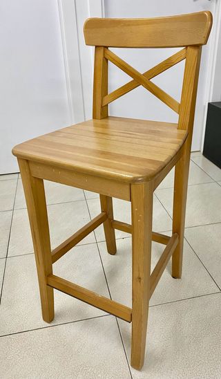 2 Taburetes Bar Madera Respaldo 63cm