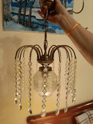 Lámpara lágrimas cristal vintage oro