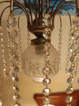 Lámpara lágrimas cristal vintage oro