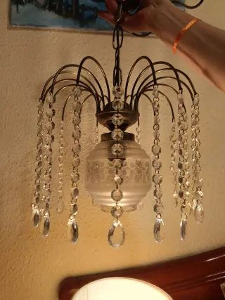 Lámpara lágrimas cristal vintage oro