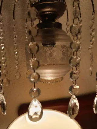 Lámpara lágrimas cristal vintage oro