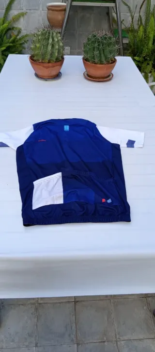 Maillot ciclista azul y blanco