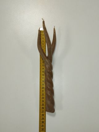 Candela a torciglione a 3 stoppini su base legno