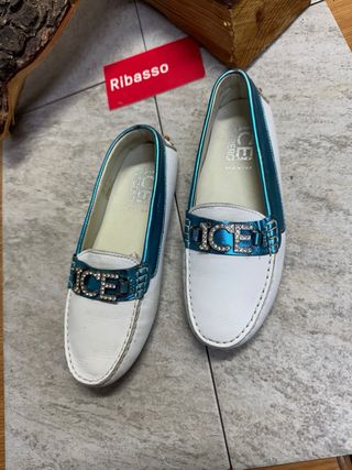 Mocassini bambina bianchi con inserti