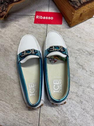 Mocassini bambina bianchi con inserti