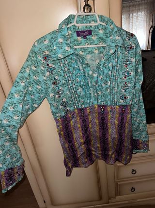 Camisa Bantik verde y morada talla M