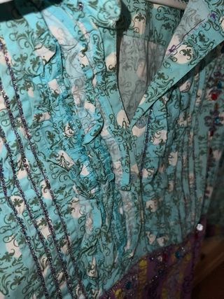 Camisa Bantik verde y morada talla M