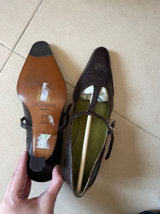 Zapatos Tacon Cerrado Vintage Marrón