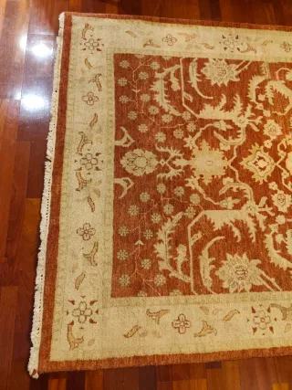 Alfombra Salón 240x167 cm Beige y Rojo
