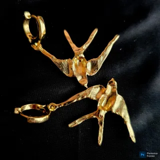 Pendientes Golondrinas Vuelo Oro Multicolor