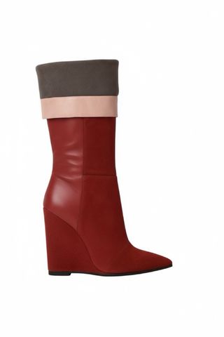 Nuevas botas altas cuña flecos . Marrón n37