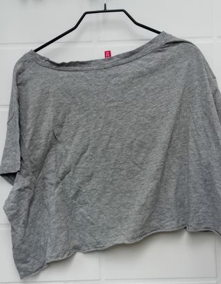 Camiseta H&M Gato Gris y Negro Mujer