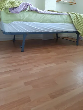 Cama individual con  2 colchones.