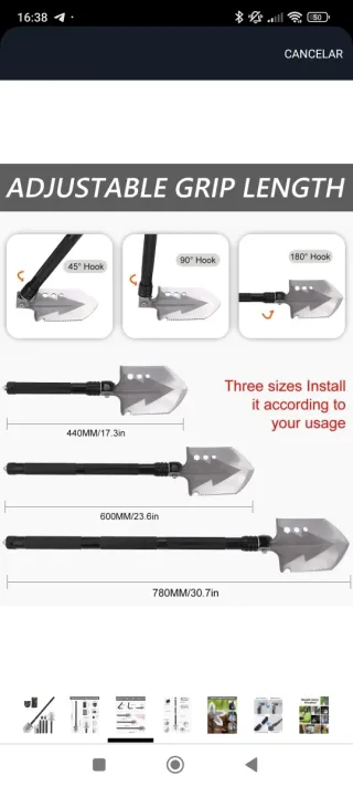 Pala multiusos desmontable