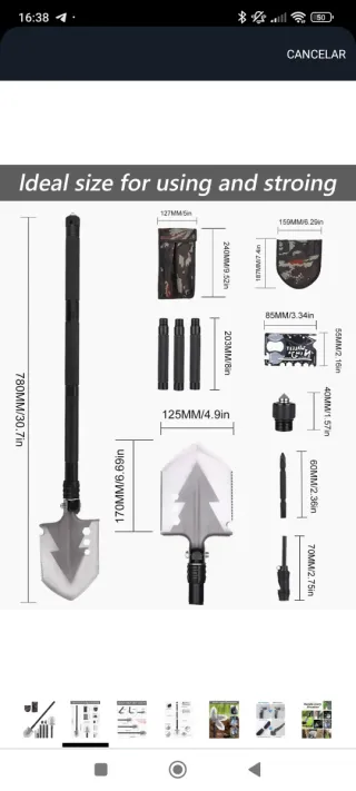 Pala multiusos desmontable