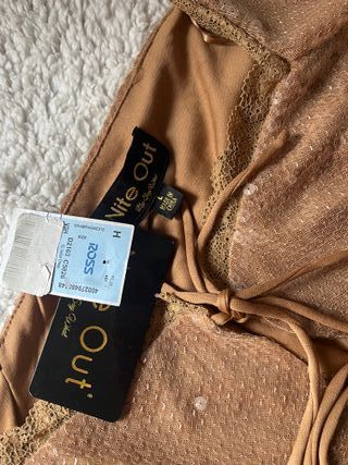 Top fiesta lentejuelas dorado talla L