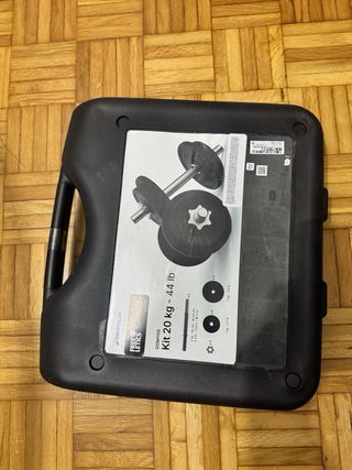 Kit Mancuernas 20 kg Decathlon sin abrir.