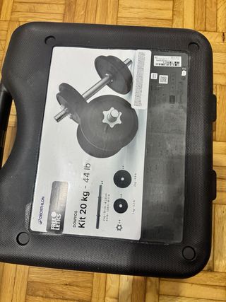 Kit Mancuernas 20 kg Decathlon sin abrir.