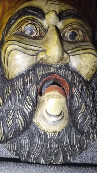 Maschera Balinese Indonesia Legno Dipinto