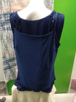 Blusa acampanada mangas 3/4 azul