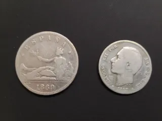 Lote 5 monedas plata 1869