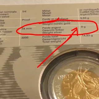 Moneta 5 Euro Argento Lussemburgo Arnica