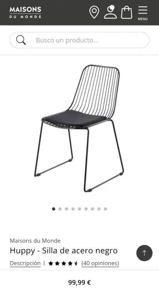 2 Sillas Metal Negras Maisons du Monde