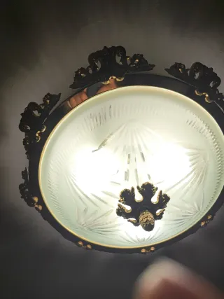 Lámpara Techo Vintage Metal y Cristal