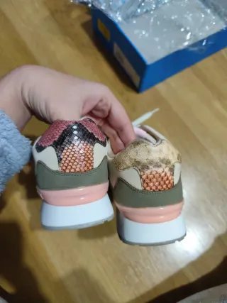 Zapatillas Mustang Mujer Nuevas Beige/Verde talla