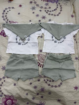 2 Conjuntos Verano Bebés gemelos Tortuga 0-1 Mes