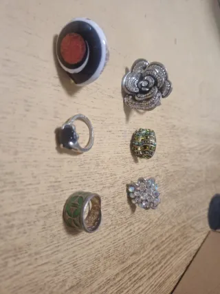 Conjunto 6 Anillos Plata, Madera y Acero