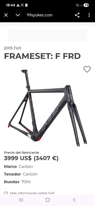 Cuadro Felt FRD Carbono Tope Gama