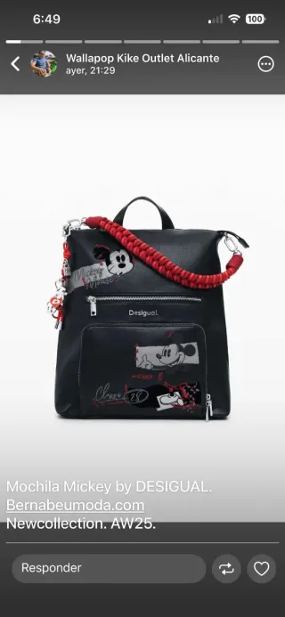 Mochila Mickey Desigual Negra