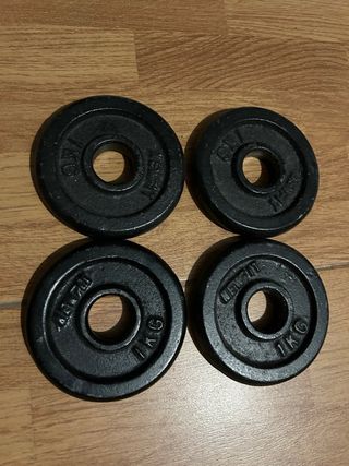 4 Discos Mancuernas 1kg 30mm