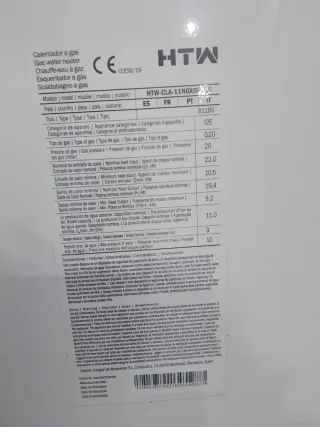 Calentador atmosférico  HTW-CLA-11 NOXOBIGN