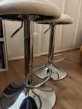 Pareja Taburetes Giratorios Regulables Blancos