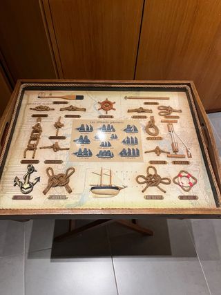 Bandeja marinera con nudos y barcos