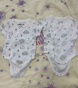 2 Bodies Cortos Bebés gemelos 0-3 Meses