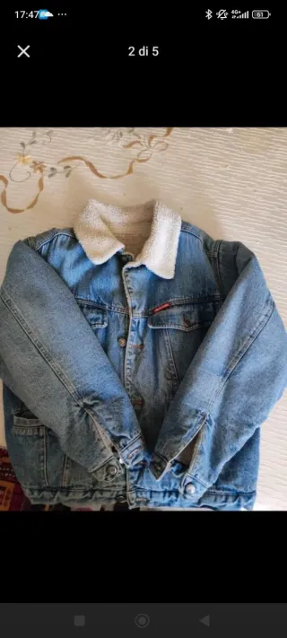 Giubbotto donna vintage in jeans e pelliccia