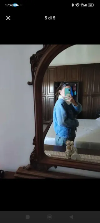 Giubbotto donna vintage in jeans e pelliccia