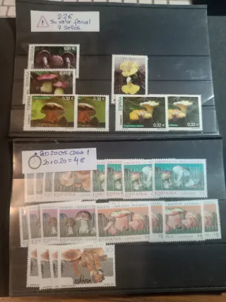 Sellos, sobresPDC, Enteros Postales temática Setas